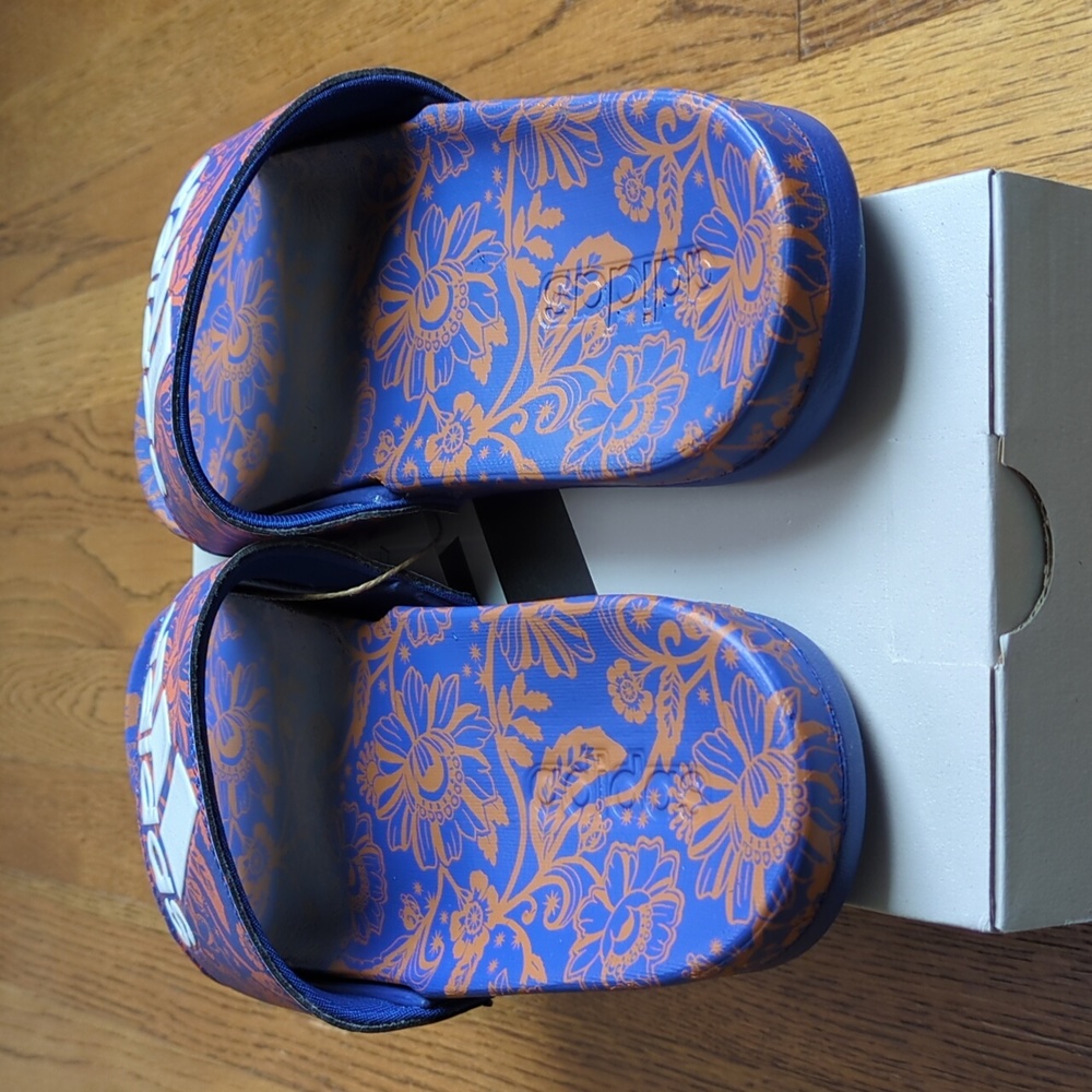 NIB FARM Rio Slide Sandals Adidas Collab Vibrant Blue Floral Women's Size 8 - Picture 8 of 16